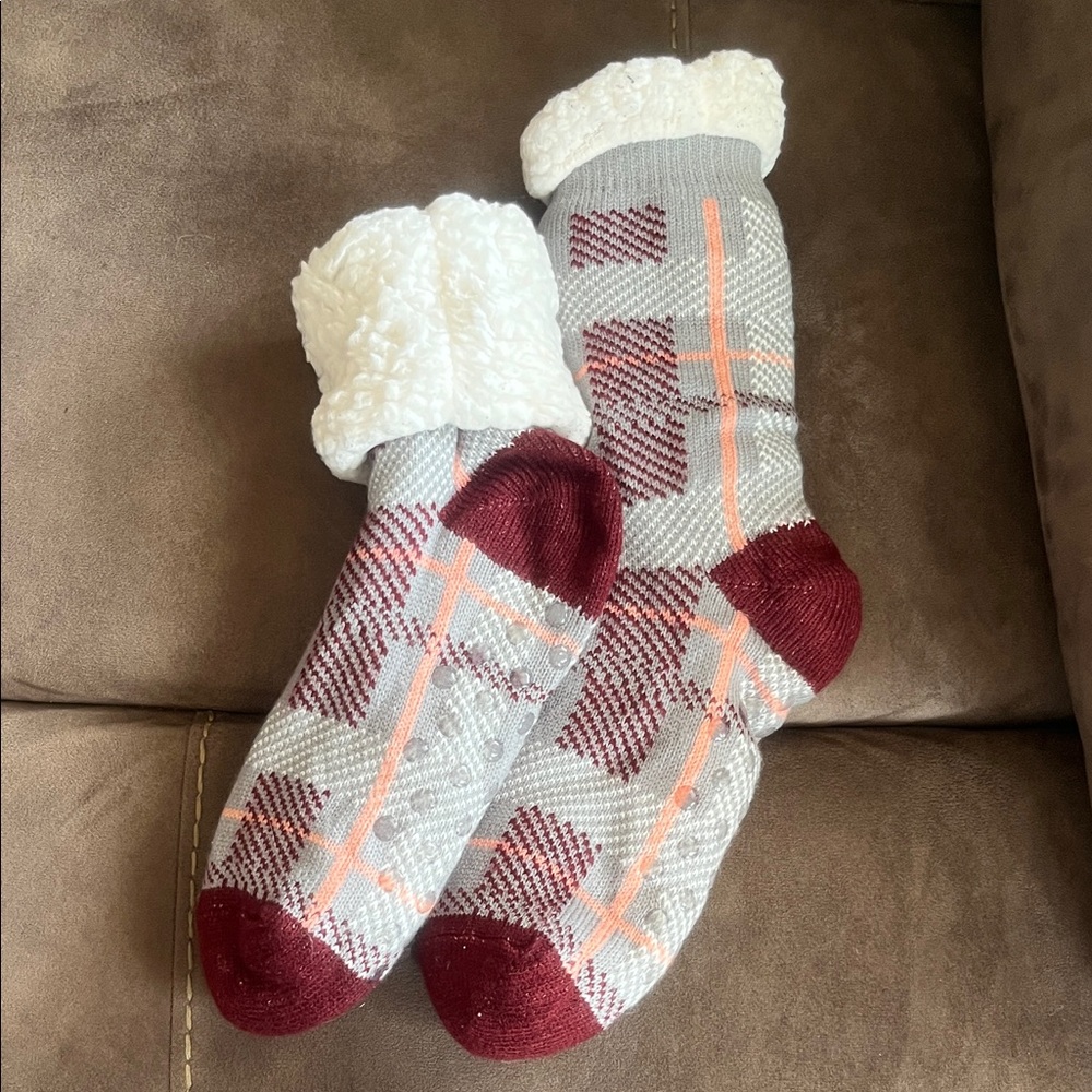 Cozy Plaid Sherpa-Lined Socks